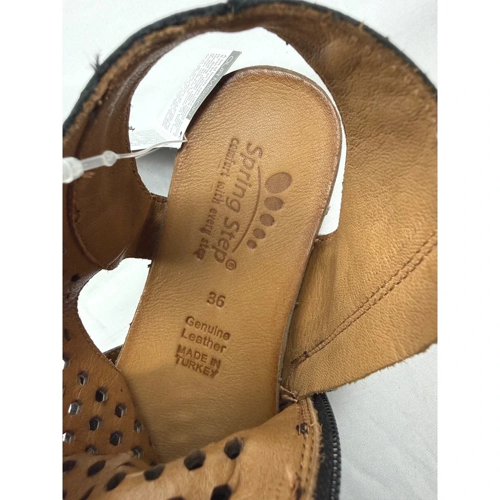 Spring Step L'Artiste Black Leather Perforated Comfort Sandals EU36(US5.5–6) NWT